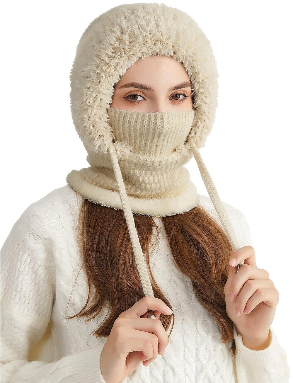 8895 Ski Mask Balaclava Fleece Hooded Winter Gar One Piece Hooded Scarf